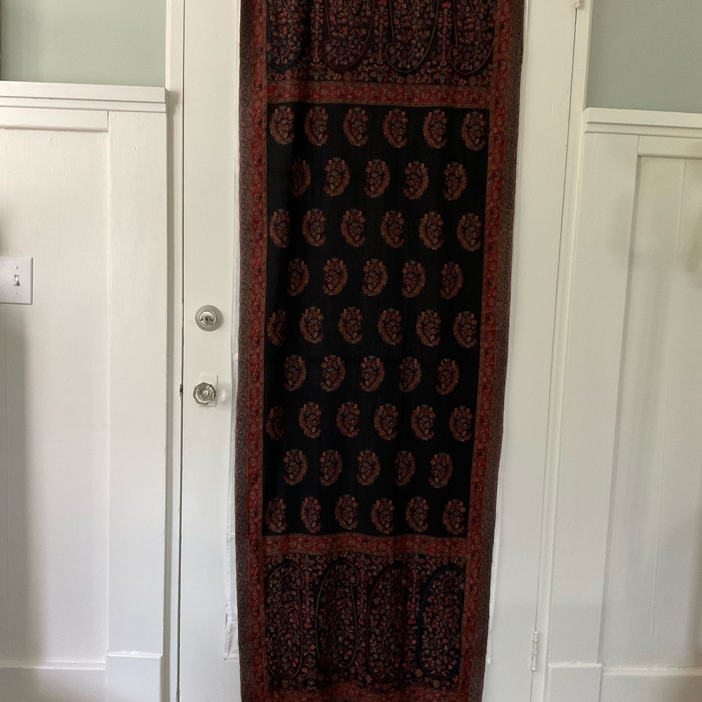 Jewel tone paisley on black wool Pashmina